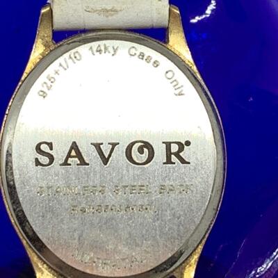 LOTJ144: Savor 925 & 1/10 14kt (Case Only) Watch with White Leather Band