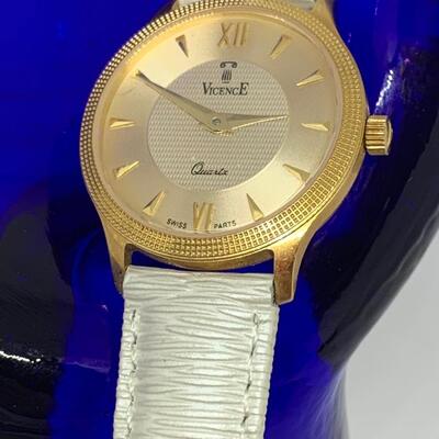 LOTJ 145: Vicence Italy 18kt Gold-Milor Watch with Leather Band