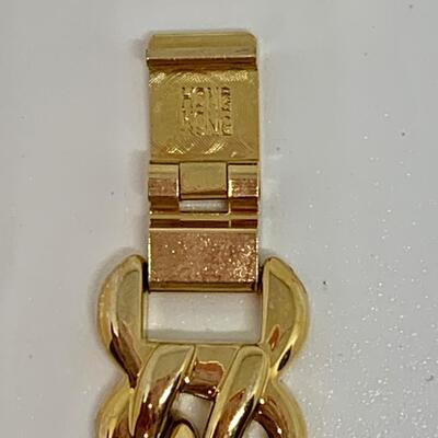LOTJ146: Geneve Quartz Vintage Gold Tone Watch with CZ Bezel