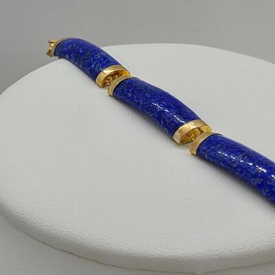 LOTJ 152: 14kt Yellow Gold and Lapis Lazuli Bracelet
