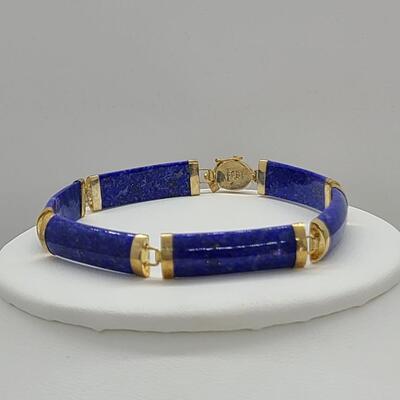 LOTJ 152: 14kt Yellow Gold and Lapis Lazuli Bracelet