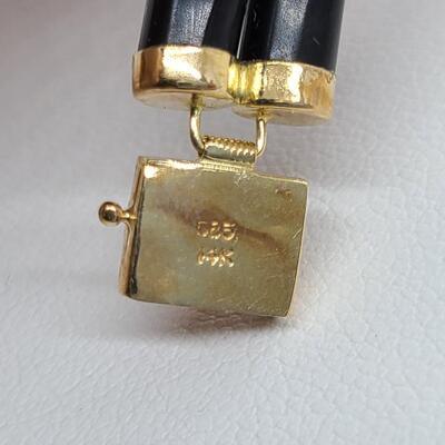 LOTJ: Double Strand Black Jade Bracelet & 14kt Yellow Gold.