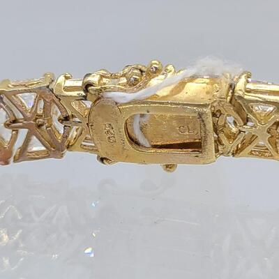 LOTJ: Gold Vermeil, 925, CZ Tennis Bracelet New