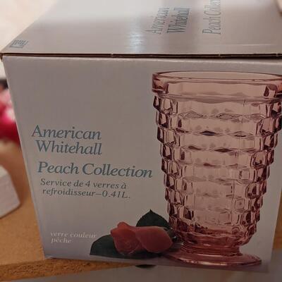 Rare Find of 12 American Whitetail Peach Collection Glasses, Look New with Boxes!
