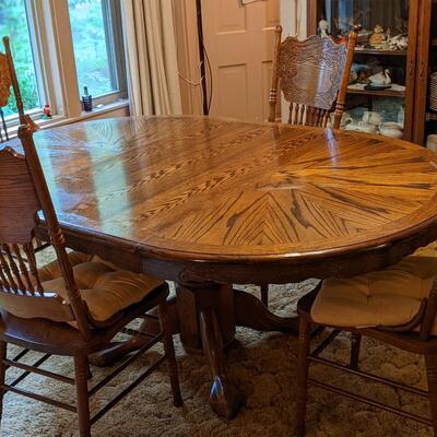 Solid Oak Dining Table and 4 Chairs