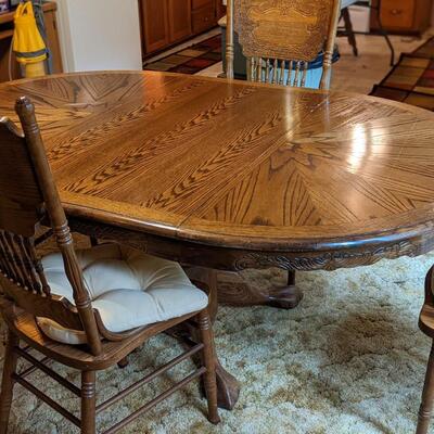 Solid Oak Dining Table and 4 Chairs