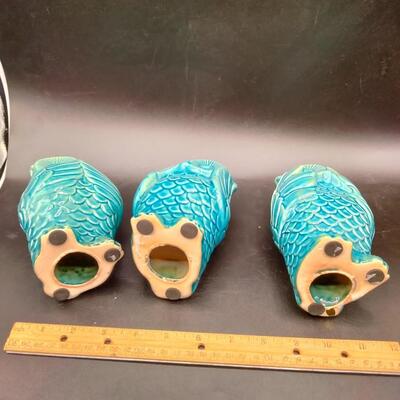 82 - 3 ceramic owls