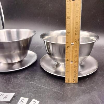 87 - 2 stainless sauce bowls