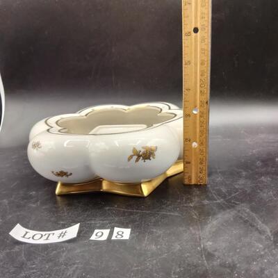 98 - Vintage Hutschenreuther Selb German Floral Frog Console