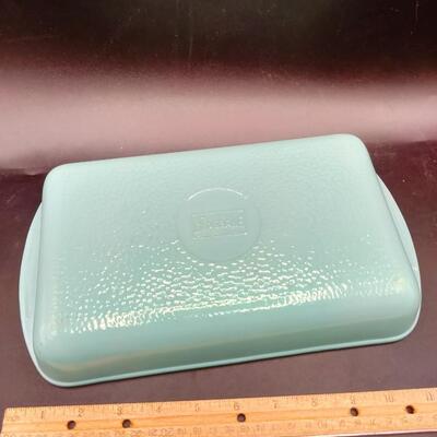 102- vintage glasbake teal baking dish