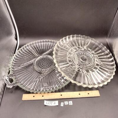 106 - 2 glass serving trays