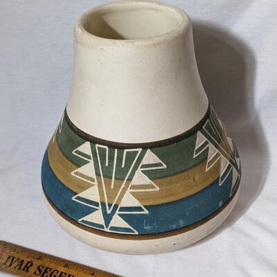 Vintage Sioux Indian Carved Pottery Vase