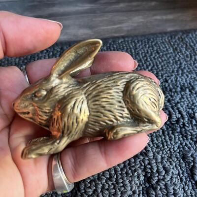 Vintage solid brass bunny figurine