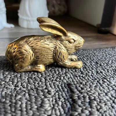 Vintage solid brass bunny figurine