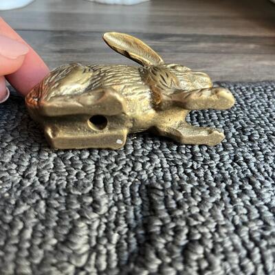 Vintage solid brass bunny figurine