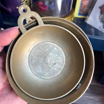 Vintage brass trinket dish set