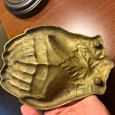 c1800s brass hands trinket dish