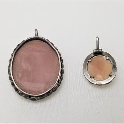 Lot #83  Two Antique Carved Shell cameo Pendants
