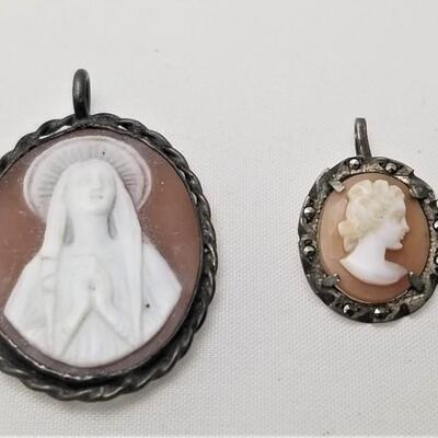 Lot #83  Two Antique Carved Shell cameo Pendants