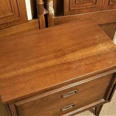 Lot #85  Pair of MidCentury Modern Twin Headboards & matching nightstand