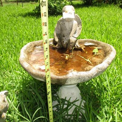 Cement Angel Birdbath & Rabbit Statue