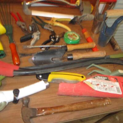 Assorted Garden Tools & Garden Seat