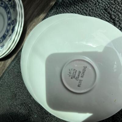 Blue onion saucer plates