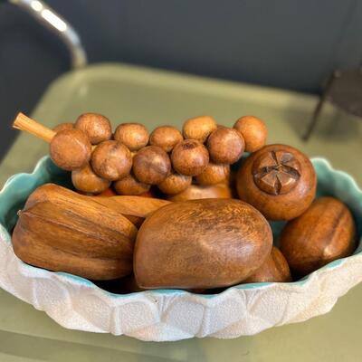 Mid century wood fruit