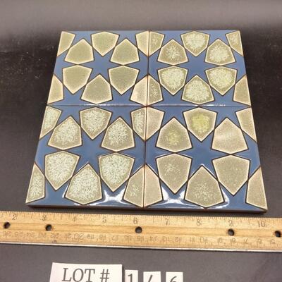 146 - 4 vintage Italian ceramic tile coasters