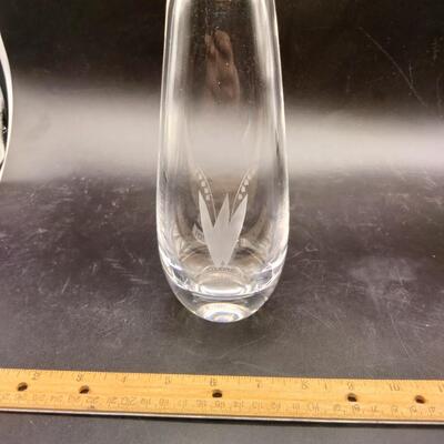 153 - Vintage Orefors Crystal Etched Lily of the Valley Vase