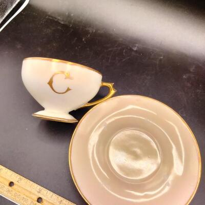 159 - Vintage Letter C teacup/saucer