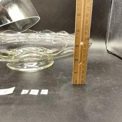 177 - Vintage teardrop cake stand and plastic dome
