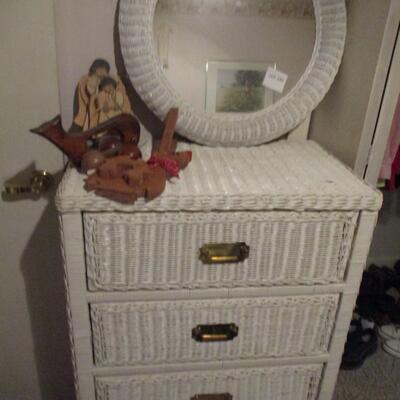 Wicker Chest & Oval Mirror