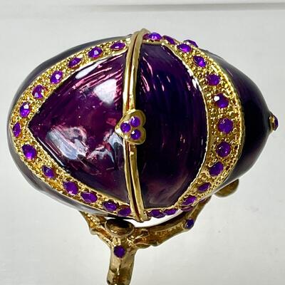 Purple Enameled Egg Trinket Box