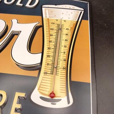 214 - Beer thermometer tin sign