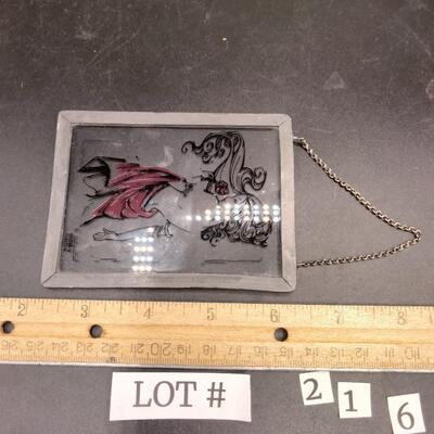 216 - vintage painted glass suncatcher