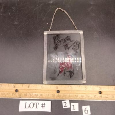 216 - vintage painted glass suncatcher