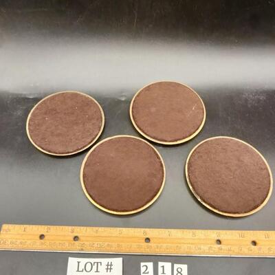 218 - Brass Faux Leather Coasters