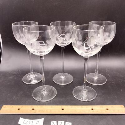 220 - Vintage Etched Wine Glasses