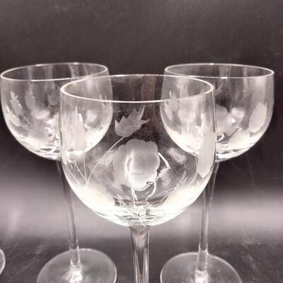 220 - Vintage Etched Wine Glasses