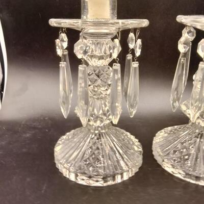222 - Pair Vintage Glass Candlestick Holders