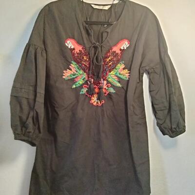 238 - Zara basic Black Sequin Parrot Romper Medium