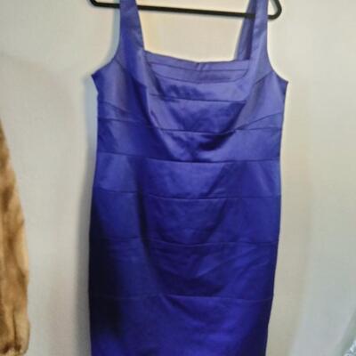 239 - Blue Satiny Dress Size 16