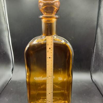 252 - Large Amber Decanter Bottle Decor