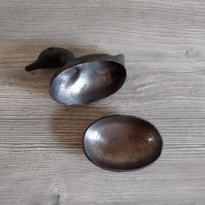 Pewter and Brass Duck Container