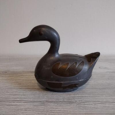 Pewter and Brass Duck Container