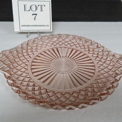 Pink Waffle/Waterford Tray, Depression Glass