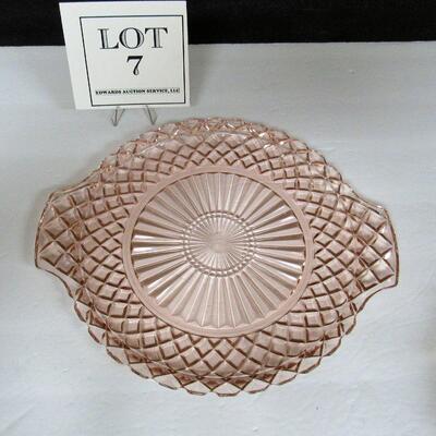 Pink Waffle/Waterford Tray, Depression Glass