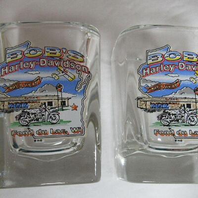 2 Heavy Square Harley Davidson, Fond du Lac Dealership Shot Glasses