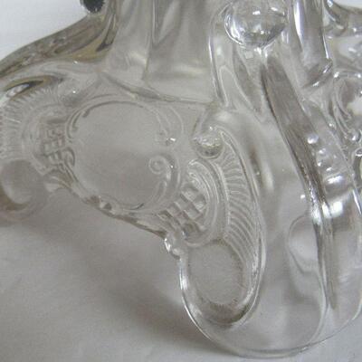 Very Large Old EAPG Oil or Kerosene Lamp, Fancy Scrollwork Design on Bottom